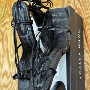 Azalea Wang Black Croc-Embossed Heels